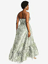 Alt View 3 Thumbnail - Sage Cottage Rose Strapless Floral High-Low Ruffle Hem Maxi Dress with Pockets