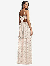 Rear View Thumbnail - Coquette Floral Print Ruffle-Trimmed Cutout Tie-Back Maxi Dress with Tiered Skirt