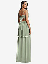 Rear View Thumbnail - Sage Ruffle-Trimmed Cutout Tie-Back Maxi Dress with Tiered Skirt