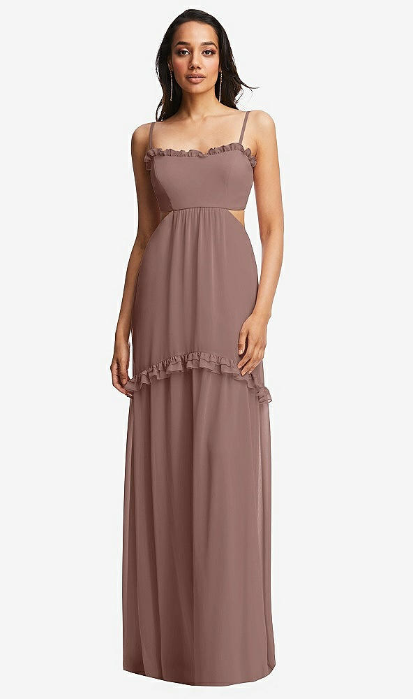 Front View - Sienna Ruffle-Trimmed Cutout Tie-Back Maxi Dress with Tiered Skirt