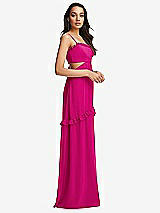 Side View Thumbnail - Think Pink Ruffle-Trimmed Cutout Tie-Back Maxi Dress with Tiered Skirt