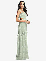 Side View Thumbnail - Vintage Primrose Sage Ruffle-Trimmed Cutout Tie-Back Maxi Dress with Tiered Skirt