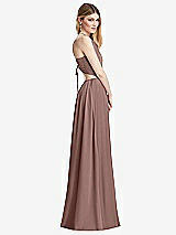 Side View Thumbnail - Sienna Halter Cross-Strap Gathered Tie-Back Cutout Maxi Dress