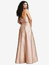 Rear View Thumbnail - Cameo Strapless Bustier A-Line Satin Gown with Front Slit