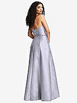 Rear View Thumbnail - Silver Dove Strapless Bustier A-Line Satin Gown with Front Slit