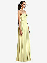 Side View Thumbnail - Butter Yellow Plunging V-Neck Criss Cross Strap Back Maxi Dress