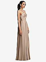 Side View Thumbnail - Topaz Plunging V-Neck Criss Cross Strap Back Maxi Dress