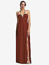 Front View Thumbnail - Auburn Moon Plunging V-Neck Criss Cross Strap Back Maxi Dress