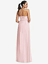 Rear View Thumbnail - Ballet Pink Plunging V-Neck Criss Cross Strap Back Maxi Dress