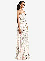 Side View Thumbnail - Blush Garden Plunging V-Neck Criss Cross Strap Back Maxi Dress