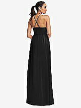 Rear View Thumbnail - Black Plunging V-Neck Criss Cross Strap Back Maxi Dress