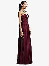 Side View Thumbnail - Cabernet Plunging V-Neck Criss Cross Strap Back Maxi Dress