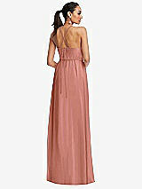 Rear View Thumbnail - Desert Rose Plunging V-Neck Criss Cross Strap Back Maxi Dress