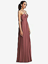 Side View Thumbnail - English Rose Plunging V-Neck Criss Cross Strap Back Maxi Dress