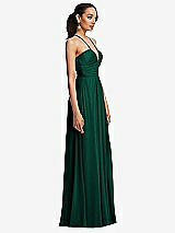 Side View Thumbnail - Hunter Green Plunging V-Neck Criss Cross Strap Back Maxi Dress