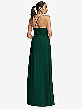 Rear View Thumbnail - Hunter Green Plunging V-Neck Criss Cross Strap Back Maxi Dress