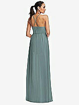 Rear View Thumbnail - Icelandic Plunging V-Neck Criss Cross Strap Back Maxi Dress