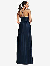 Rear View Thumbnail - Midnight Navy Plunging V-Neck Criss Cross Strap Back Maxi Dress