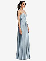 Side View Thumbnail - Mist Plunging V-Neck Criss Cross Strap Back Maxi Dress