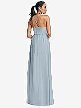 Rear View Thumbnail - Mist Plunging V-Neck Criss Cross Strap Back Maxi Dress