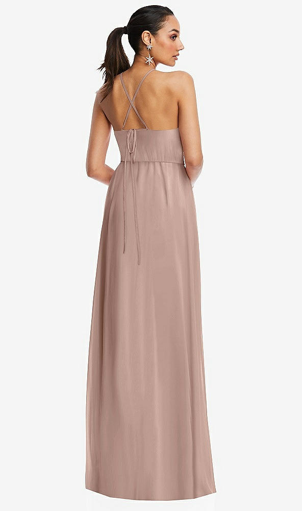 Back View - Neu Nude Plunging V-Neck Criss Cross Strap Back Maxi Dress