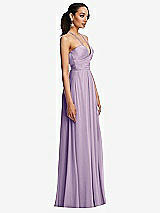 Side View Thumbnail - Pale Purple Plunging V-Neck Criss Cross Strap Back Maxi Dress