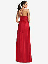 Rear View Thumbnail - Parisian Red Plunging V-Neck Criss Cross Strap Back Maxi Dress