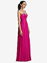 Side View Thumbnail - Think Pink Plunging V-Neck Criss Cross Strap Back Maxi Dress