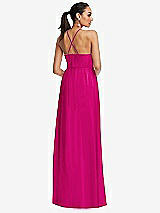 Rear View Thumbnail - Think Pink Plunging V-Neck Criss Cross Strap Back Maxi Dress