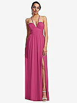 Front View Thumbnail - Tea Rose Plunging V-Neck Criss Cross Strap Back Maxi Dress