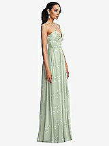 Side View Thumbnail - Vintage Primrose Sage Plunging V-Neck Criss Cross Strap Back Maxi Dress