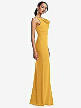 Side View Thumbnail - NYC Yellow Cowl-Neck Wide Strap Crepe Trumpet Gown with Front Slit