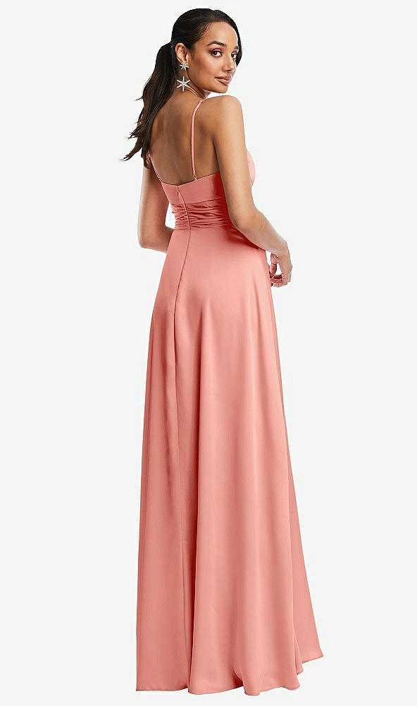 Back View - Rose - PANTONE Rose Quartz Triangle Cutout Bodice Maxi Dress with Adjustable Straps