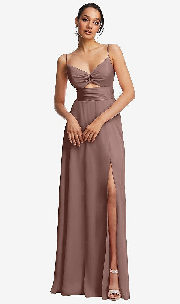 Front View - Sienna Triangle Cutout Bodice Maxi Dress with Adjustable Straps