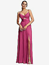 Front View Thumbnail - Tea Rose Triangle Cutout Bodice Maxi Dress with Adjustable Straps