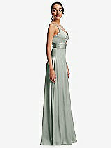 Side View Thumbnail - Willow Green Triangle Cutout Bodice Maxi Dress with Adjustable Straps