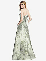 Side View Thumbnail - Sage Cottage Rose Strapless A-line Floral Satin Gown with Modern Bow Detail