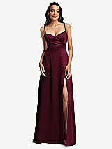 Front View Thumbnail - Cabernet Adjustable Strap A-Line Faux Wrap Maxi Dress