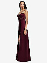 Side View Thumbnail - Cabernet Adjustable Strap A-Line Faux Wrap Maxi Dress