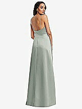 Rear View Thumbnail - Willow Green Adjustable Strap A-Line Faux Wrap Maxi Dress