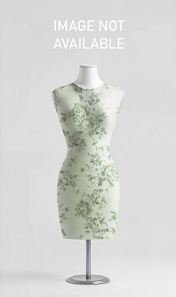 Front View - Sage Cottage Rose Sleeveless Pleated Bow-Waist Floral Satin Pencil Dress with Pockets