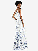 Alt View 3 Thumbnail - Cottage Rose Larkspur One-Shoulder Floral Satin Gown with Draped Front Slit