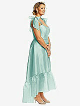 Alt View 2 Thumbnail - Coastal Convertible Deep Ruffle Hem High Low Organdy Dress with Scarf-Tie Straps