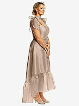 Alt View 2 Thumbnail - Topaz Convertible Deep Ruffle Hem High Low Organdy Dress with Scarf-Tie Straps