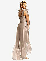 Alt View 3 Thumbnail - Topaz Convertible Deep Ruffle Hem High Low Organdy Dress with Scarf-Tie Straps