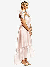 Alt View 2 Thumbnail - Blush Convertible Deep Ruffle Hem High Low Organdy Dress with Scarf-Tie Straps