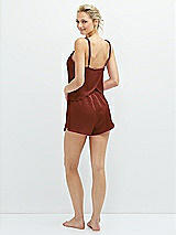 Rear View Thumbnail - Auburn Moon Whisper Satin Lounge Shorts with Pockets