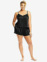 Alt View 1 Thumbnail - Black Whisper Satin Lounge Shorts with Pockets