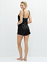 Rear View Thumbnail - Black Whisper Satin Lounge Shorts with Pockets