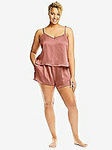 Alt View 1 Thumbnail - Desert Rose Whisper Satin Lounge Shorts with Pockets